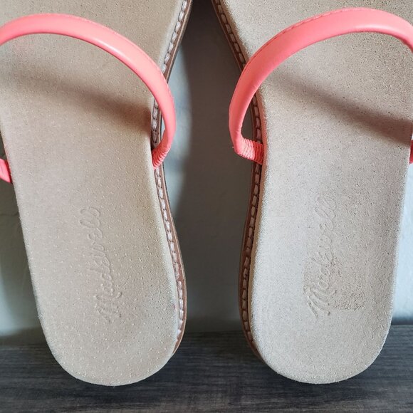 Madewell Bare Leather Slide Sandals Electric Pink Size Women's 7.5 Neon Slip-On - Picture 2 of 10